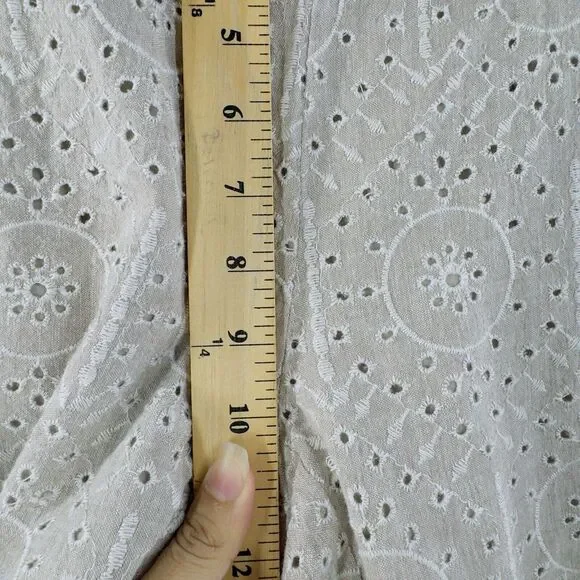 Sundance Menara Culottes Cropped Pant Size PS Linen Blend Embroidered Eyelets - Picture 7 of 10